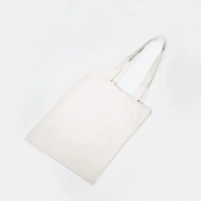 Medium White Canvas Cotton Tote Bag - Image 3