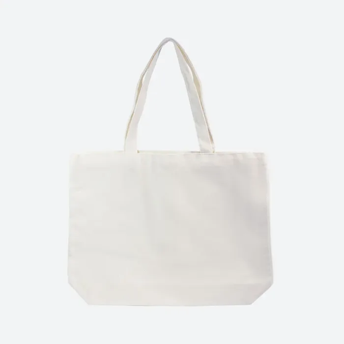 Small White Canvas Cotton Tote Bag with Flat Base