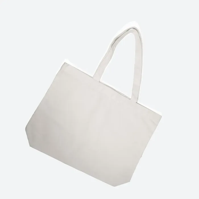 Small White Canvas Cotton Tote Bag with Flat Base - Image 3