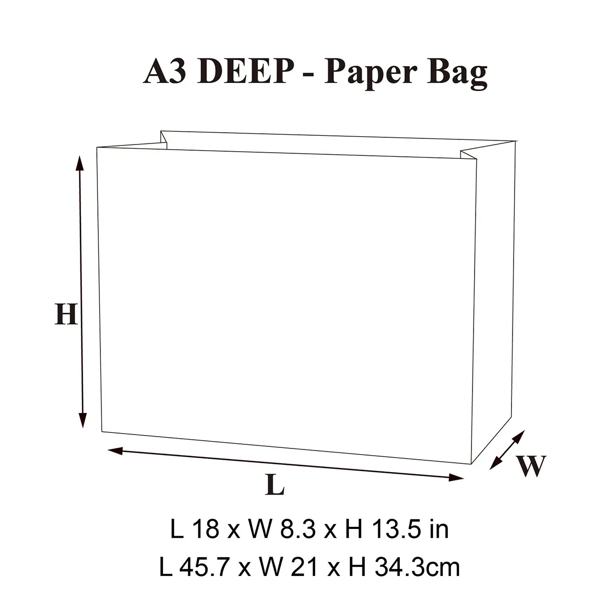 A3 Deep Black Paper Gift Bag with Handle - Image 4