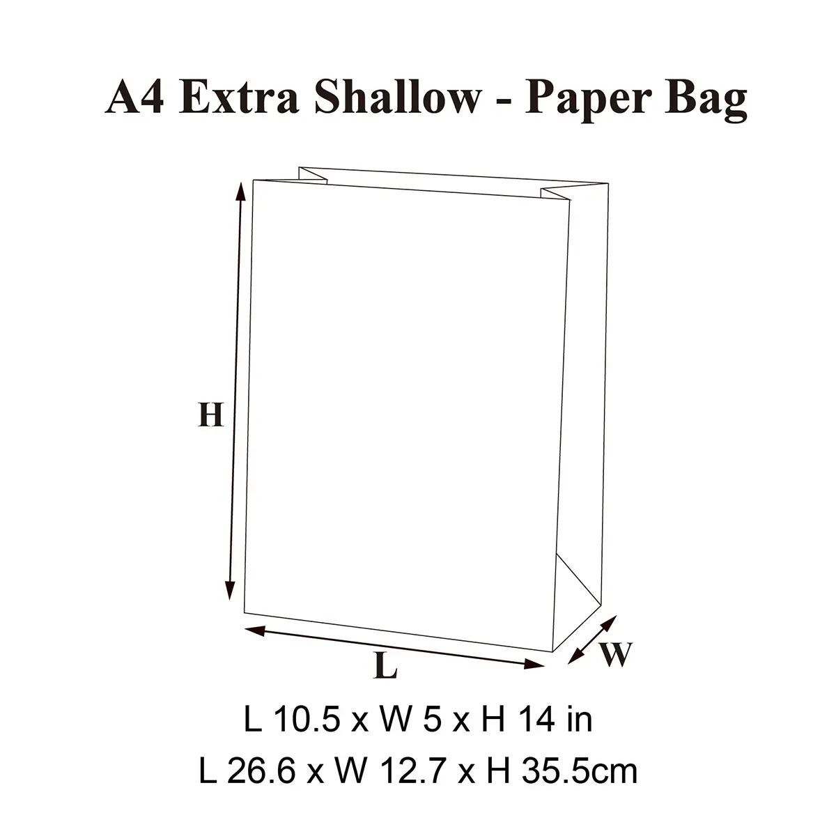 A4 Extra Shallow Black Paper Gift Bag with Handle - Image 5