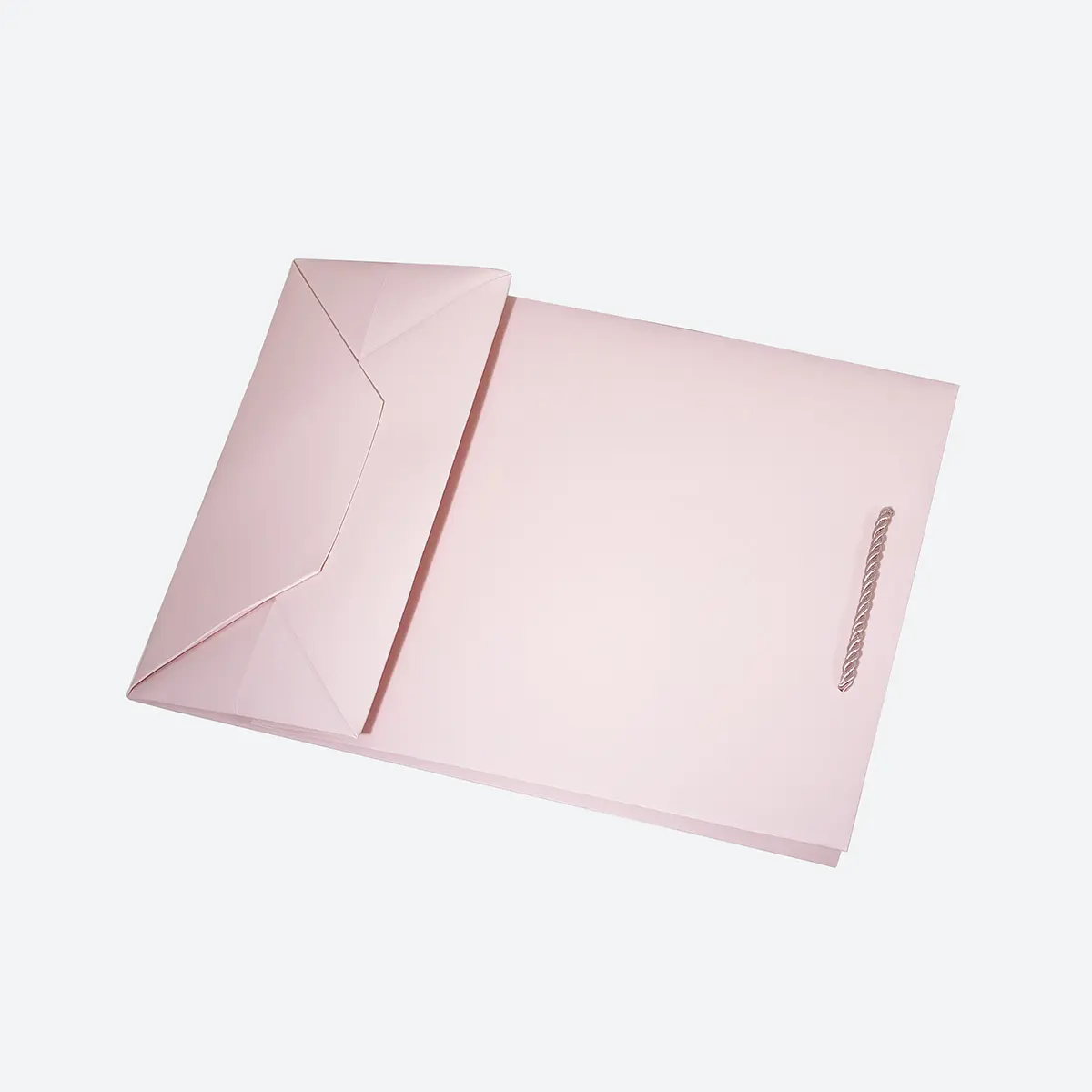 A4 Extra Shallow Pink Paper Gift Bag with Handle - Image 4