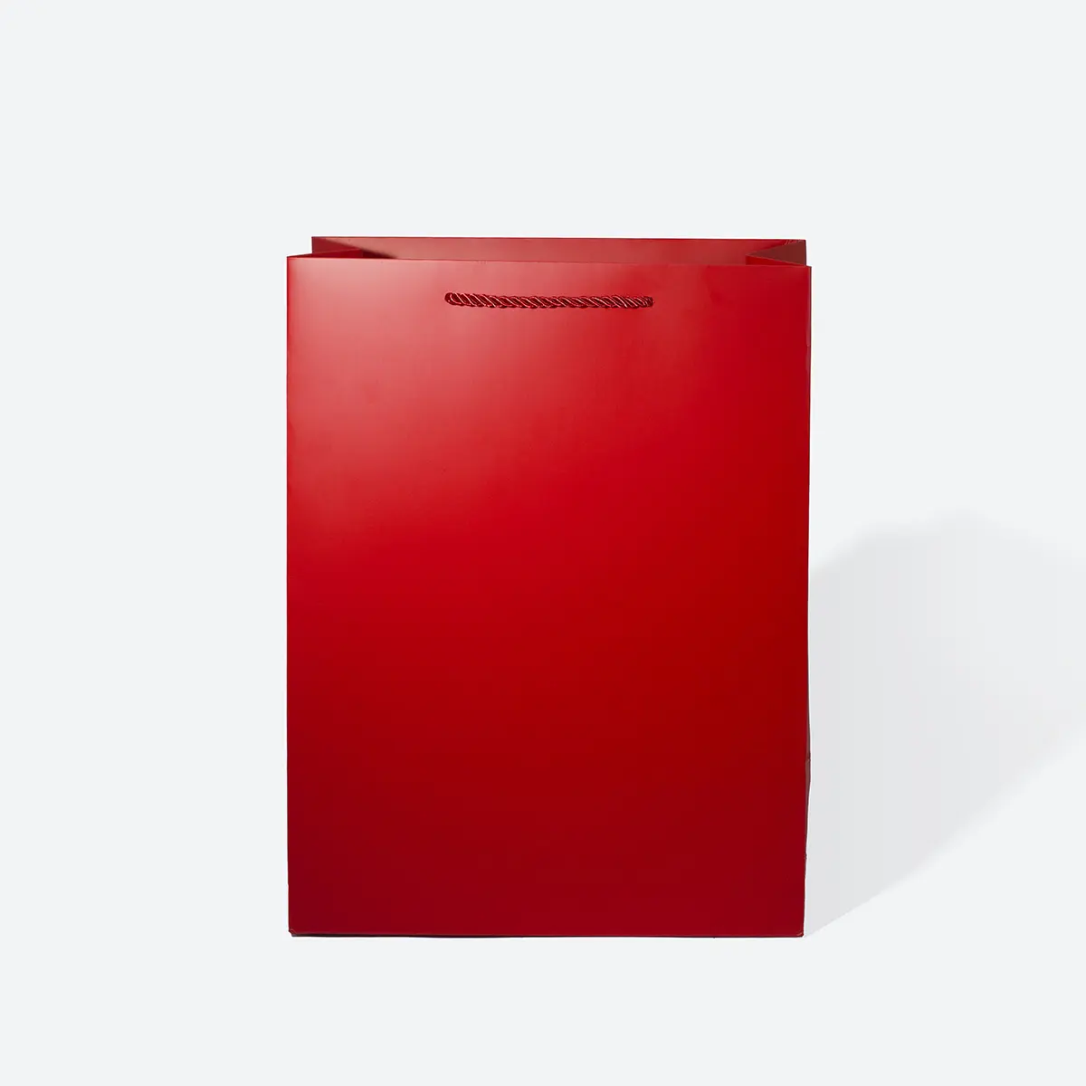 A4 Extra Shallow Red Paper Gift Bag with Handle - Image 3