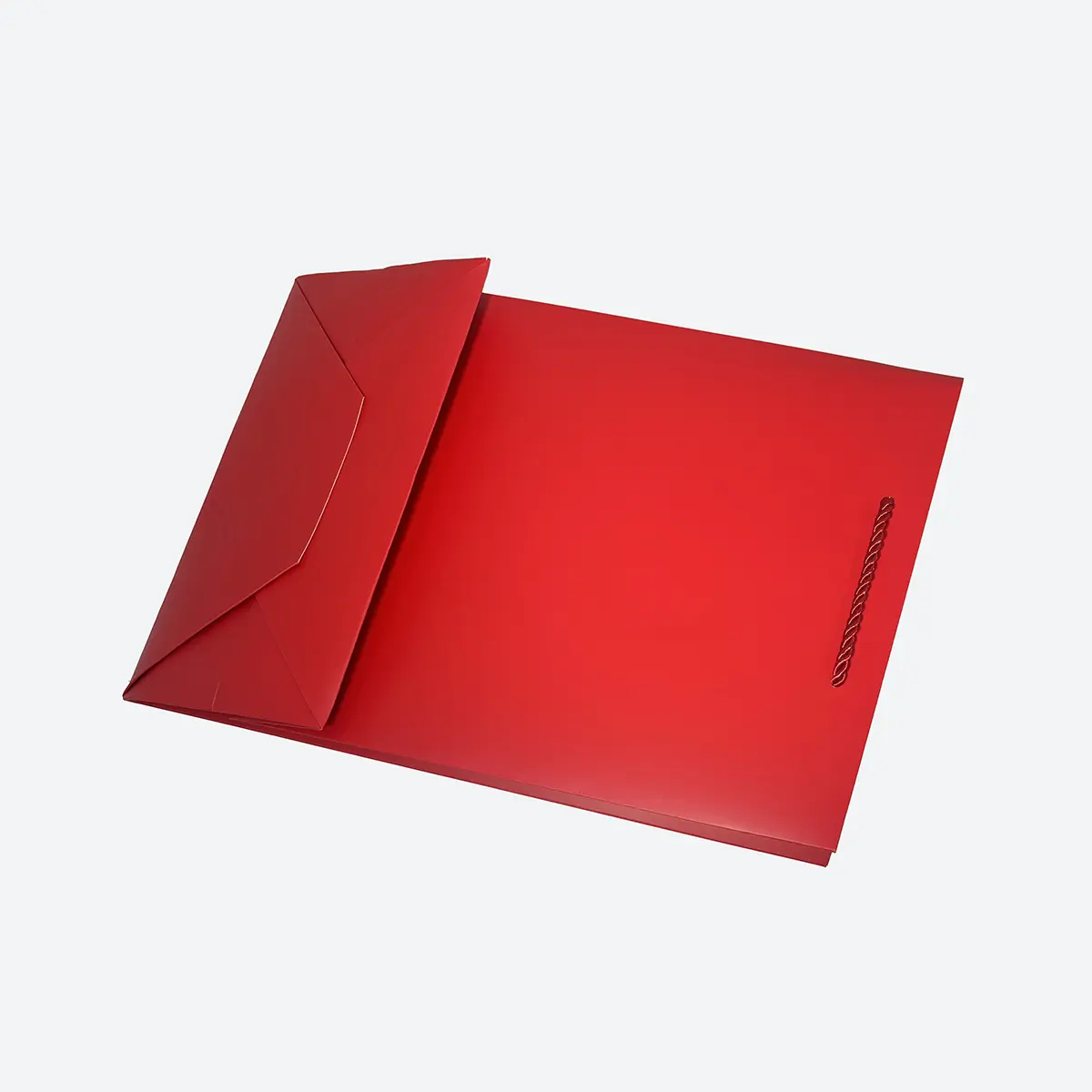 A4 Extra Shallow Red Paper Gift Bag with Handle - Image 4