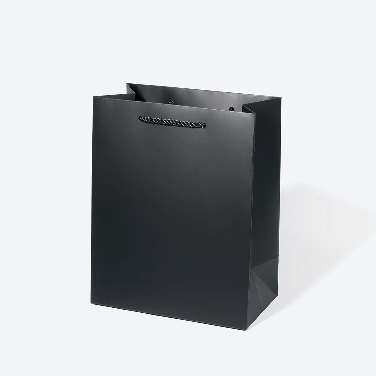 A5 Shallow Black Paper Gift Bag with Handle - Image 2