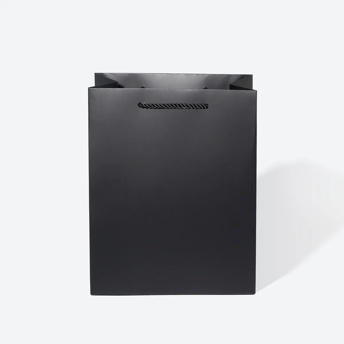 A5 Shallow Black Paper Gift Bag with Handle - Image 3