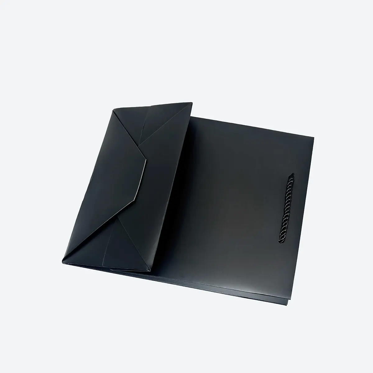 A5 Shallow Black Paper Gift Bag with Handle - Image 4