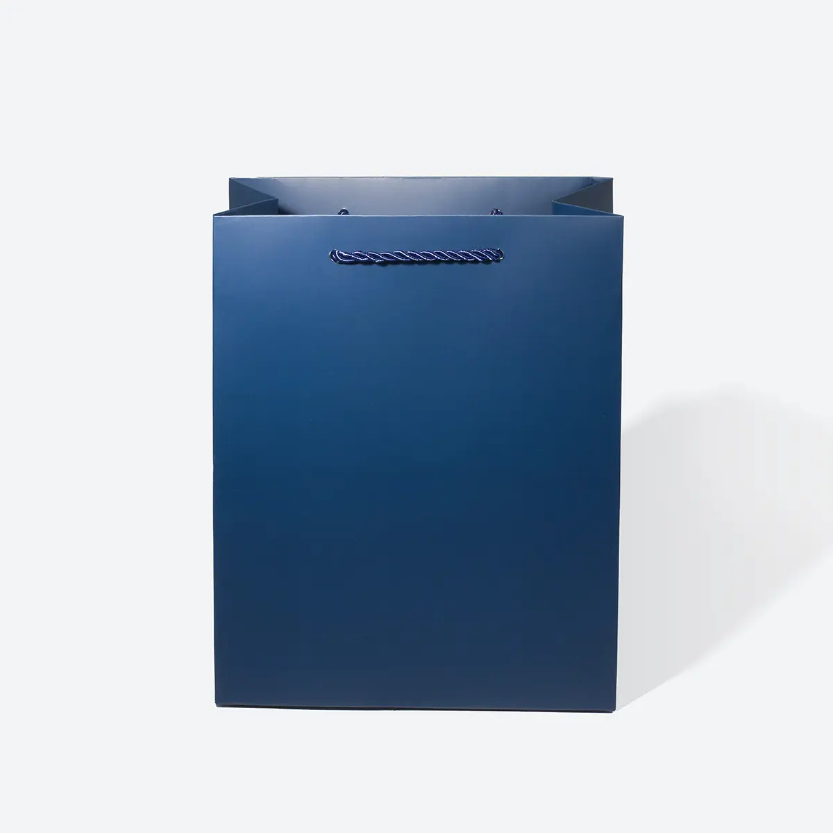 A5 Shallow Navy Blue Paper Gift Bag with Handle - Image 3