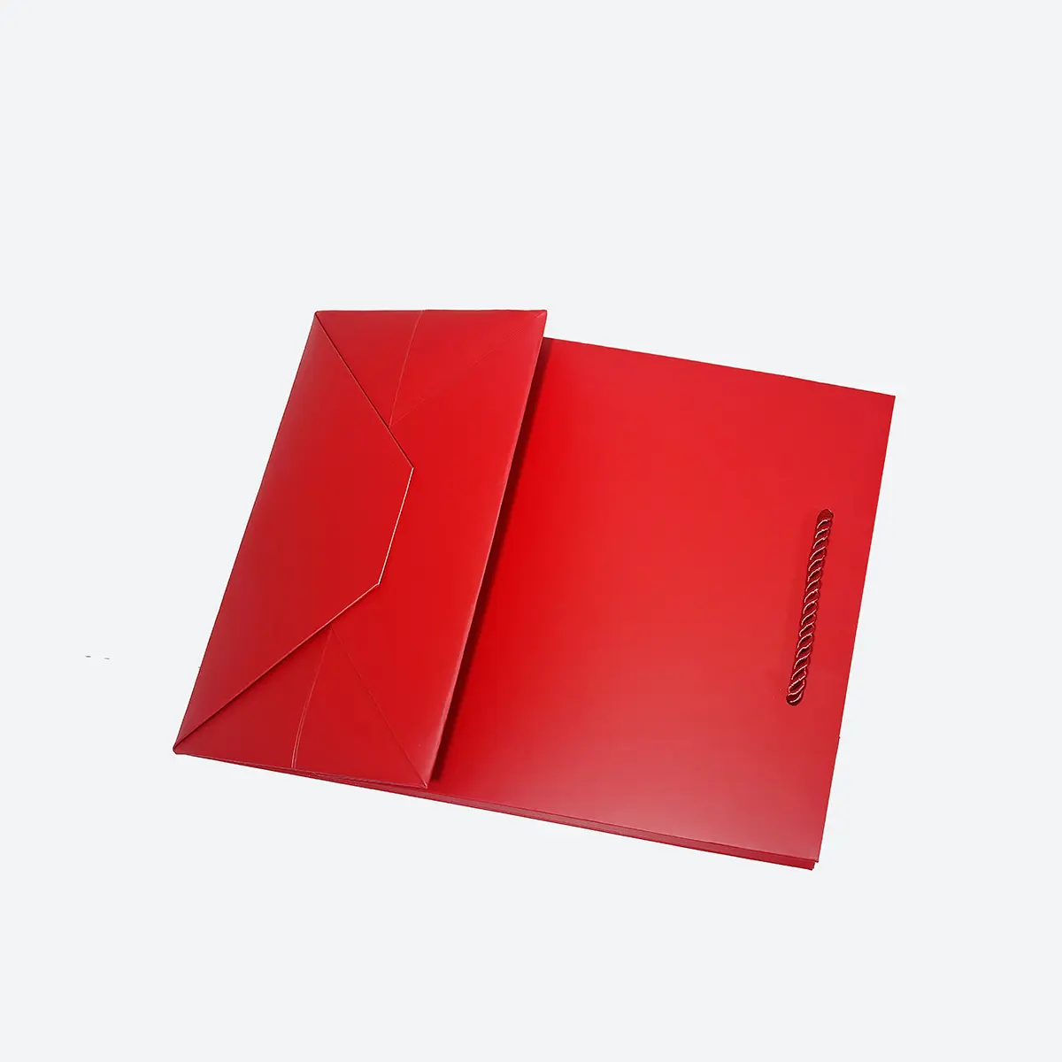 A5 Shallow Red Paper Gift Bag with Handle - Image 4