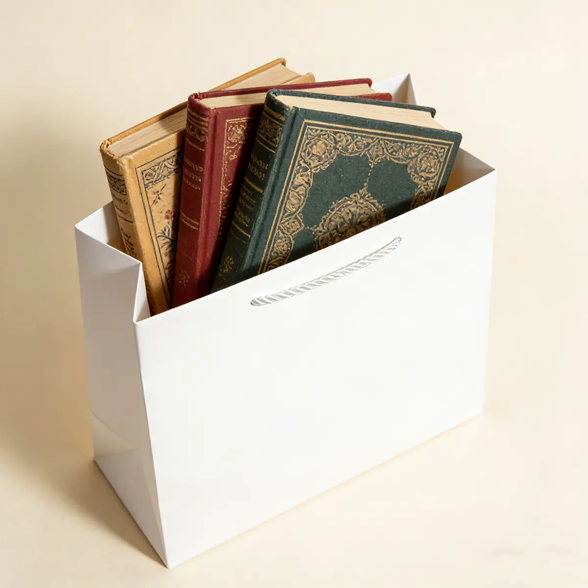 MA White Paper Gift Bag with Handle - Image 5