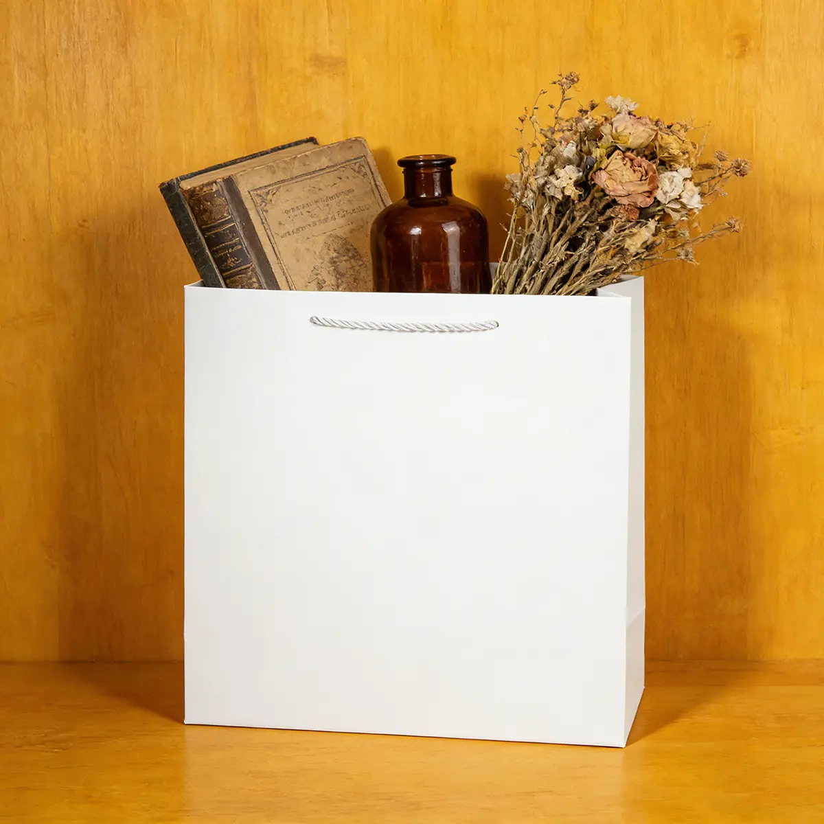 MA White Paper Gift Bag with Handle - Image 7