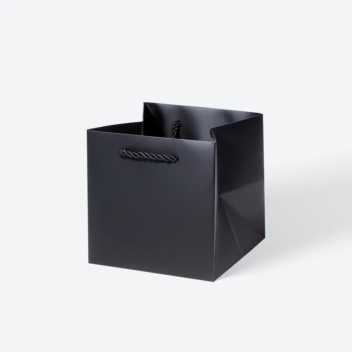 Small Cube Black Paper Gift Bag with Handle