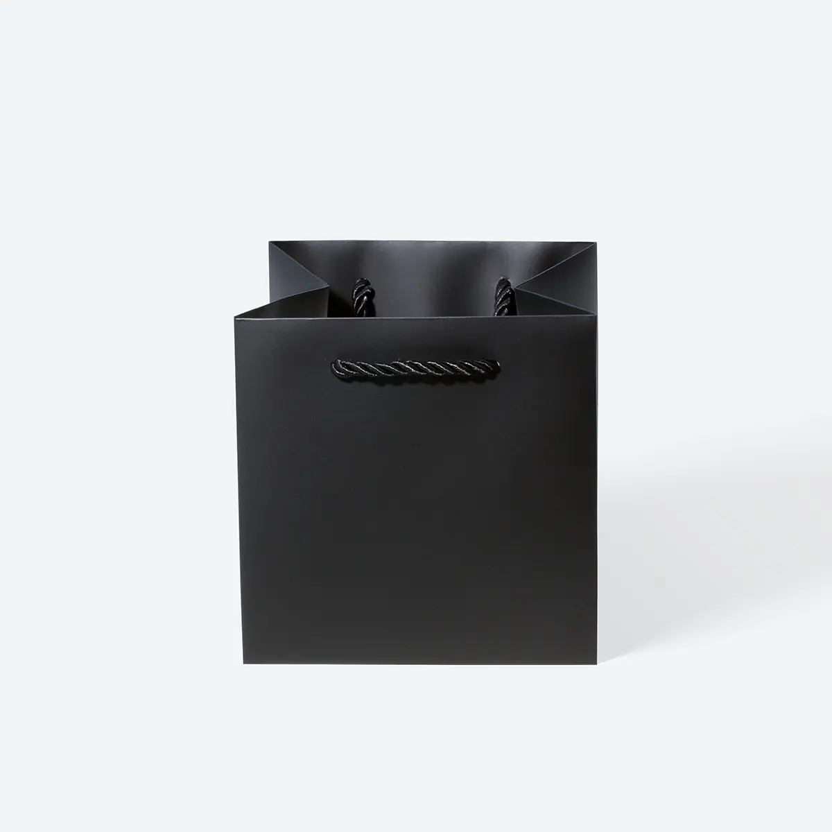Small Cube Black Paper Gift Bag with Handle - Image 2