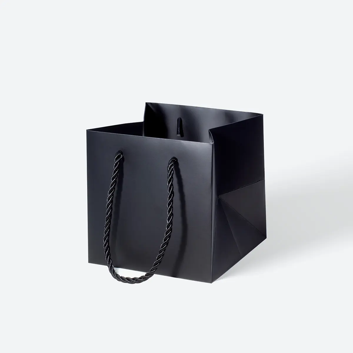 Small Cube Black Paper Gift Bag with Handle - Image 3