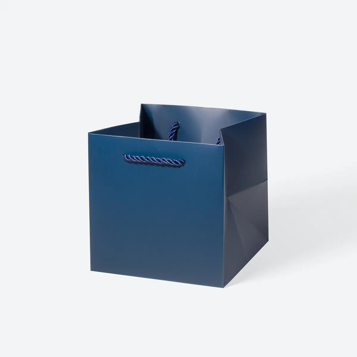 Small Cube Navy Blue Paper Gift Bag with Handle