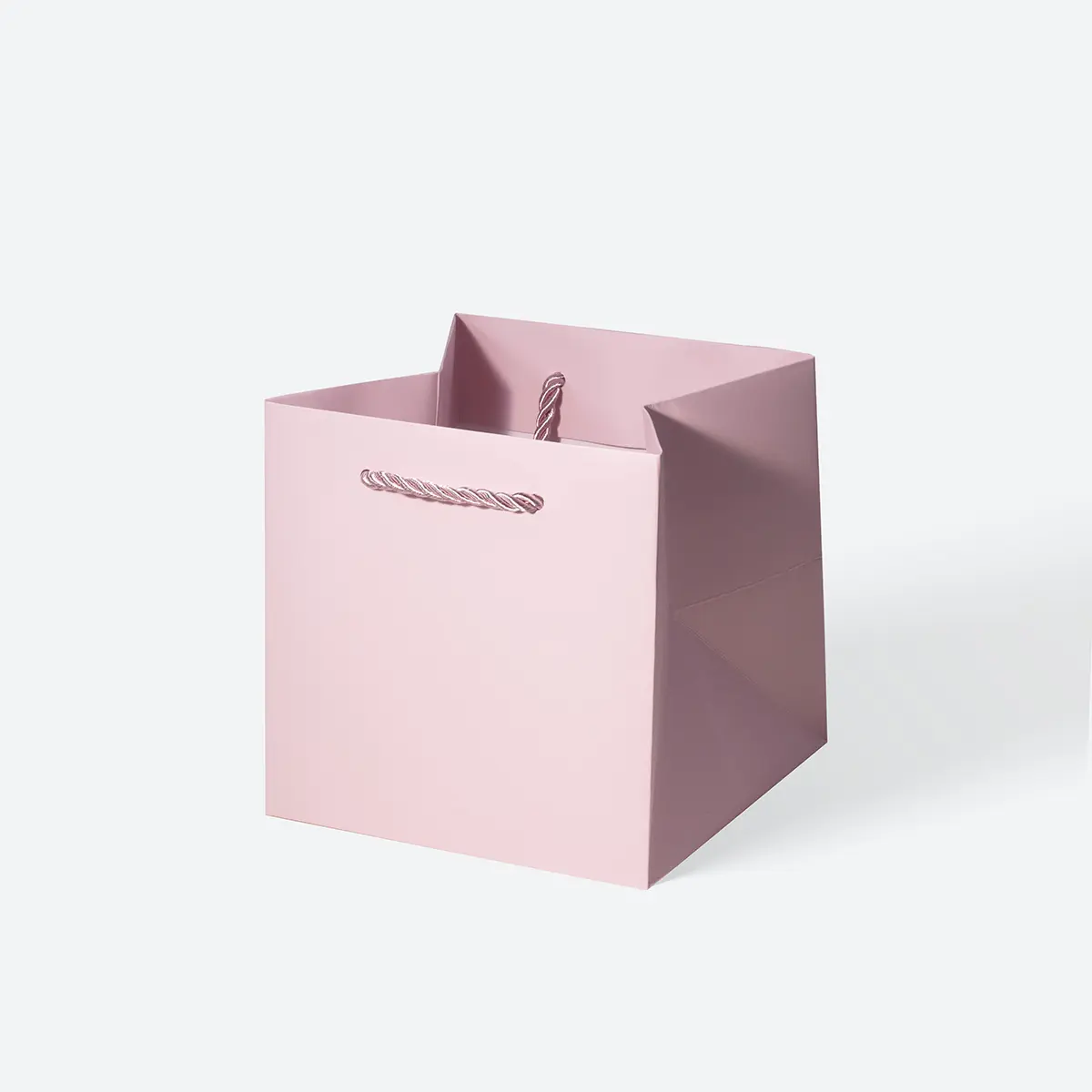 Small Cube Pink Paper Gift Bag with Handle