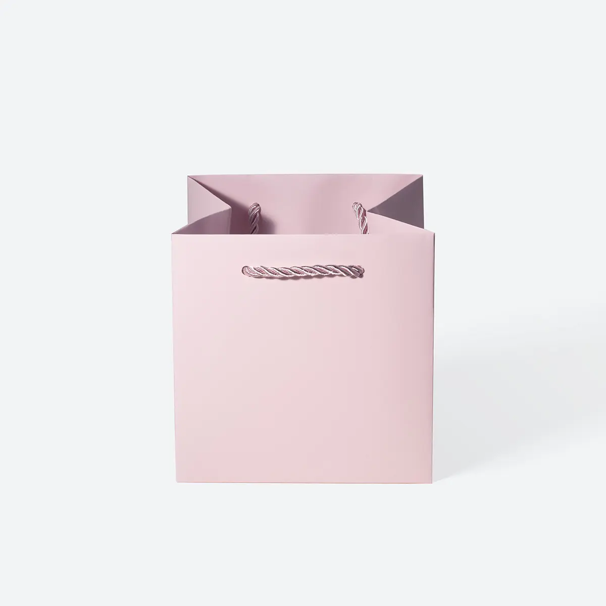 Small Cube Pink Paper Gift Bag with Handle - Image 2