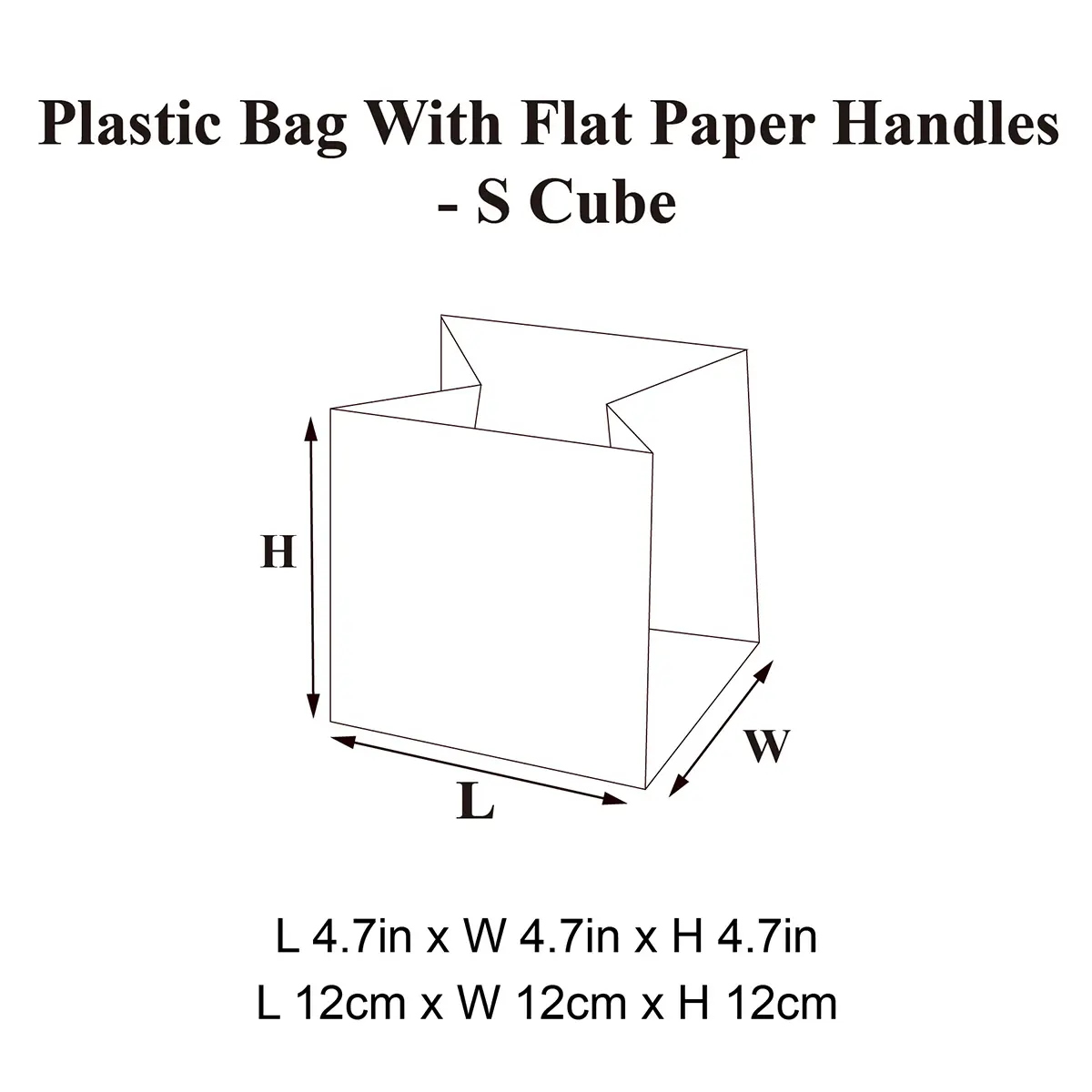 Small Cube Frosted Plastic Gift Bag with Flat Paper Handle - Image 3