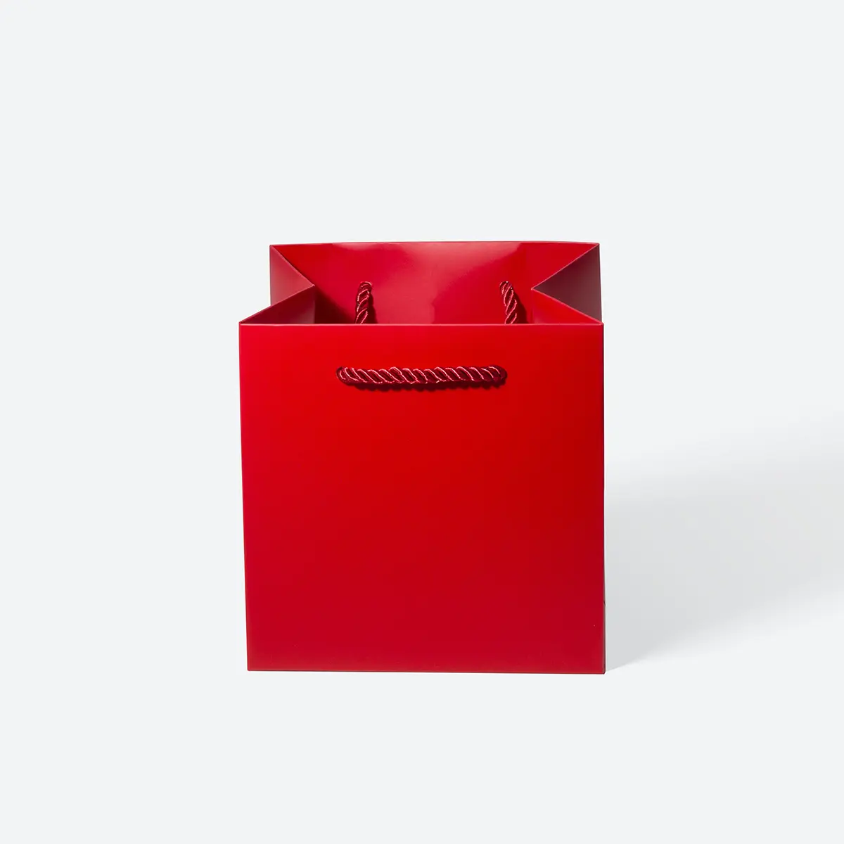 Small Cube Red Paper Gift Bag with Handle - Image 2