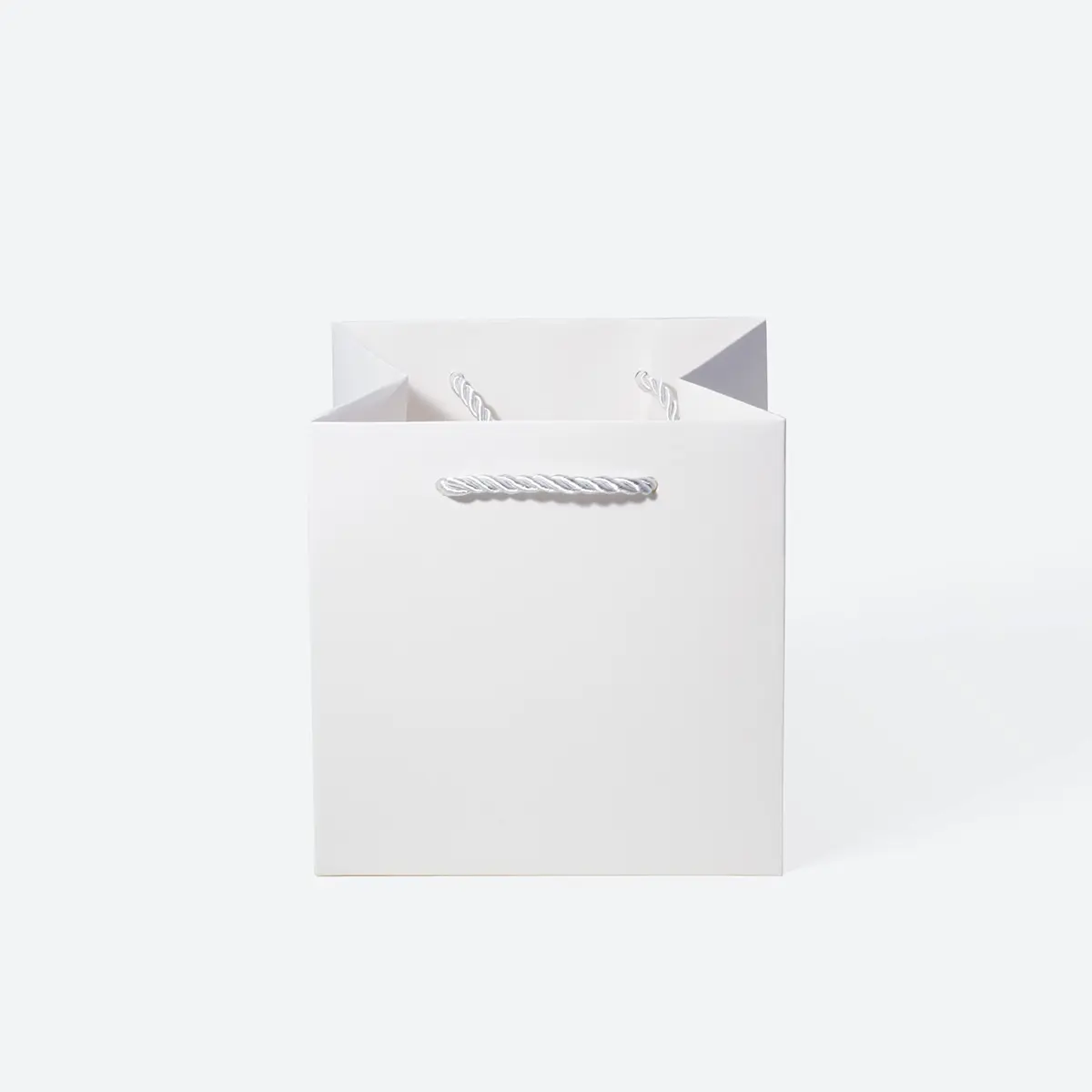 Small Cube White Paper Gift Bag with Handle - Image 2