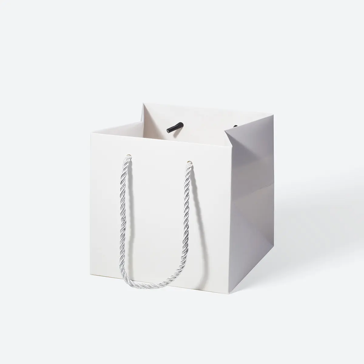 Small Cube White Paper Gift Bag with Handle - Image 3