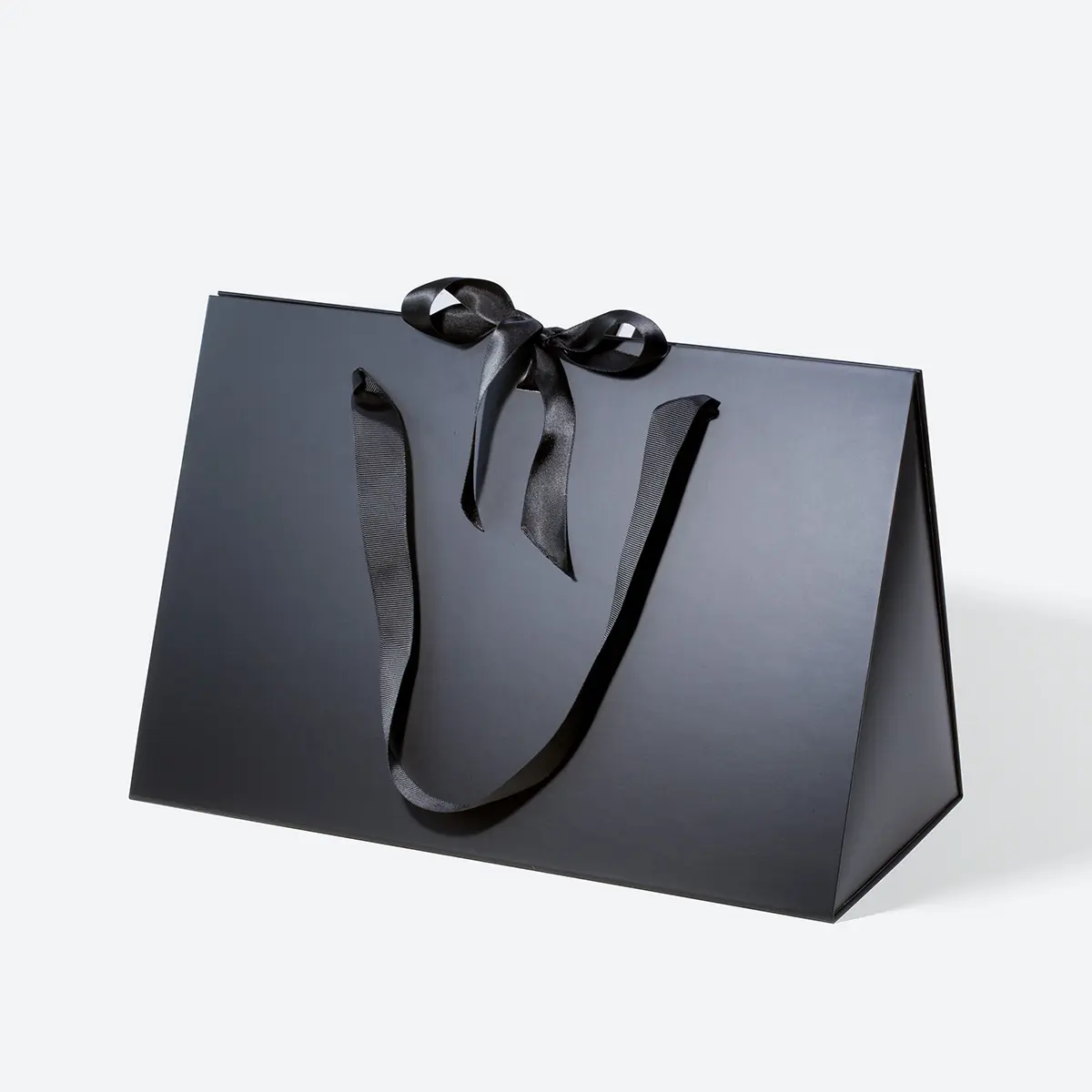 Large Black Triangular Shaped Gift Bag with Ribbon and Handle