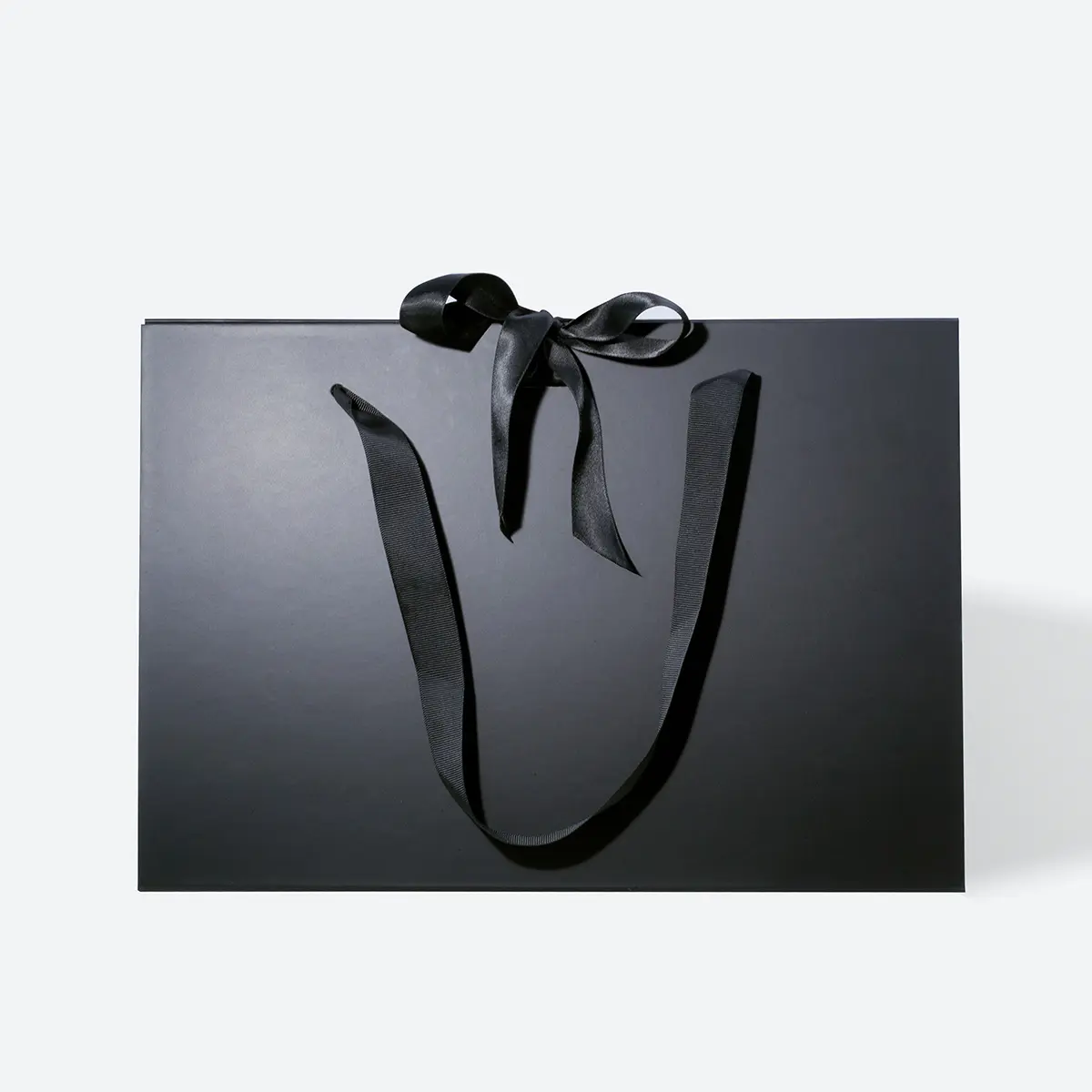 Large Black Triangular Shaped Gift Bag with Ribbon and Handle - Image 2