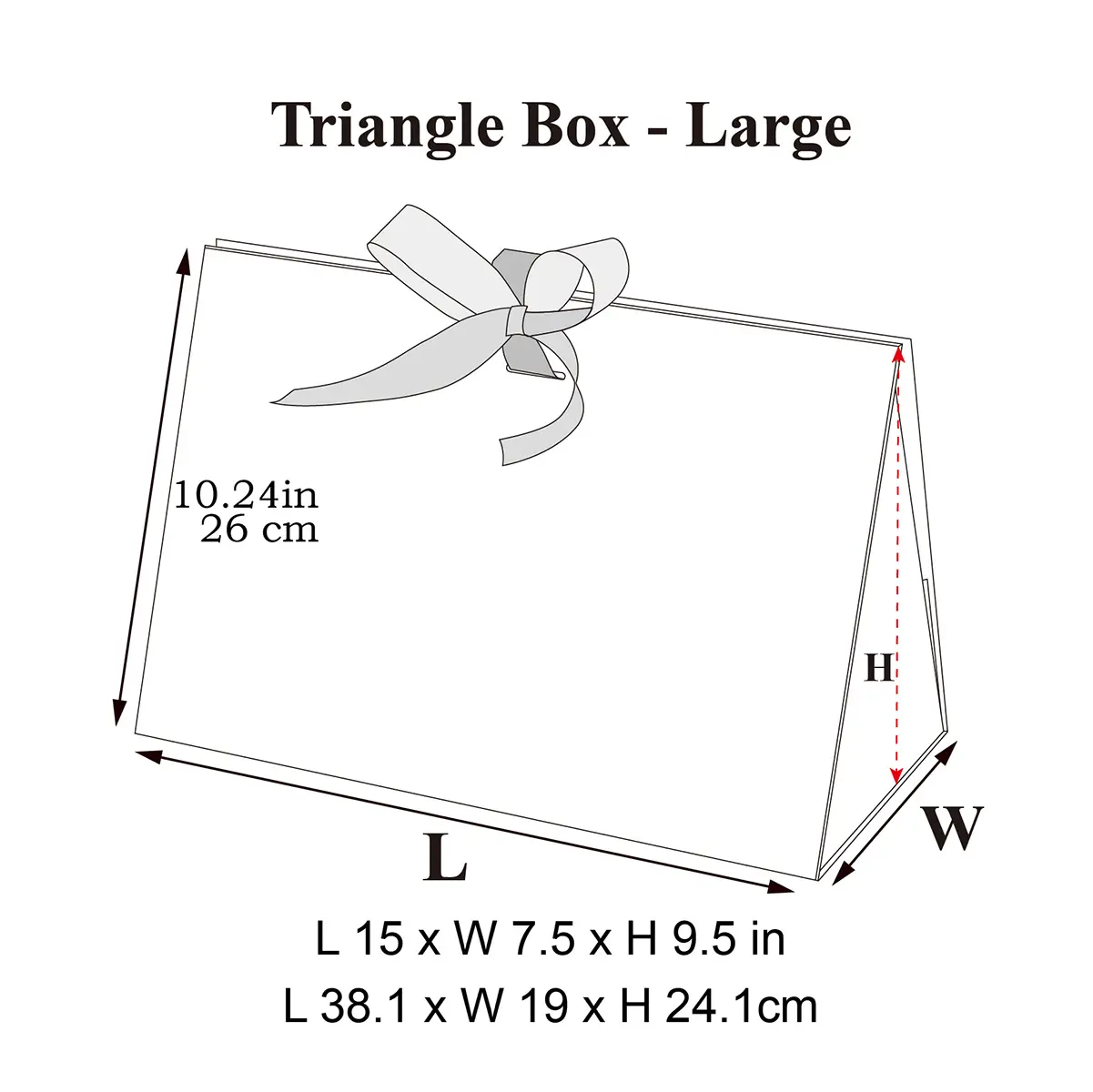 Large Black Triangular Shaped Gift Bag with Ribbon and Handle - Image 6