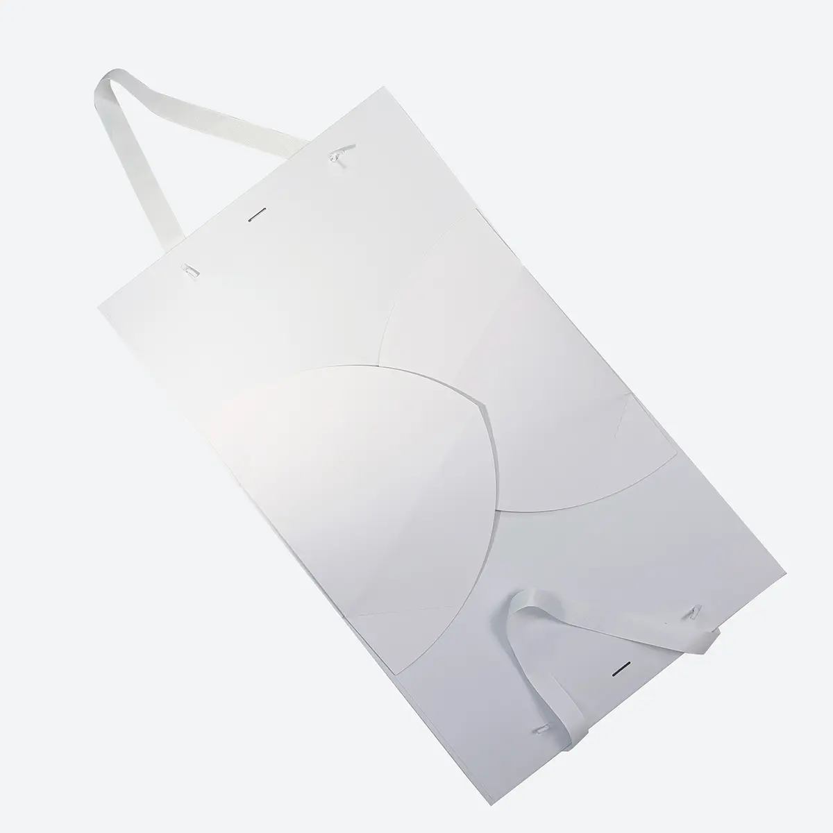 Large White Triangular Shaped Gift Bag with Ribbon and Handle - Image 3