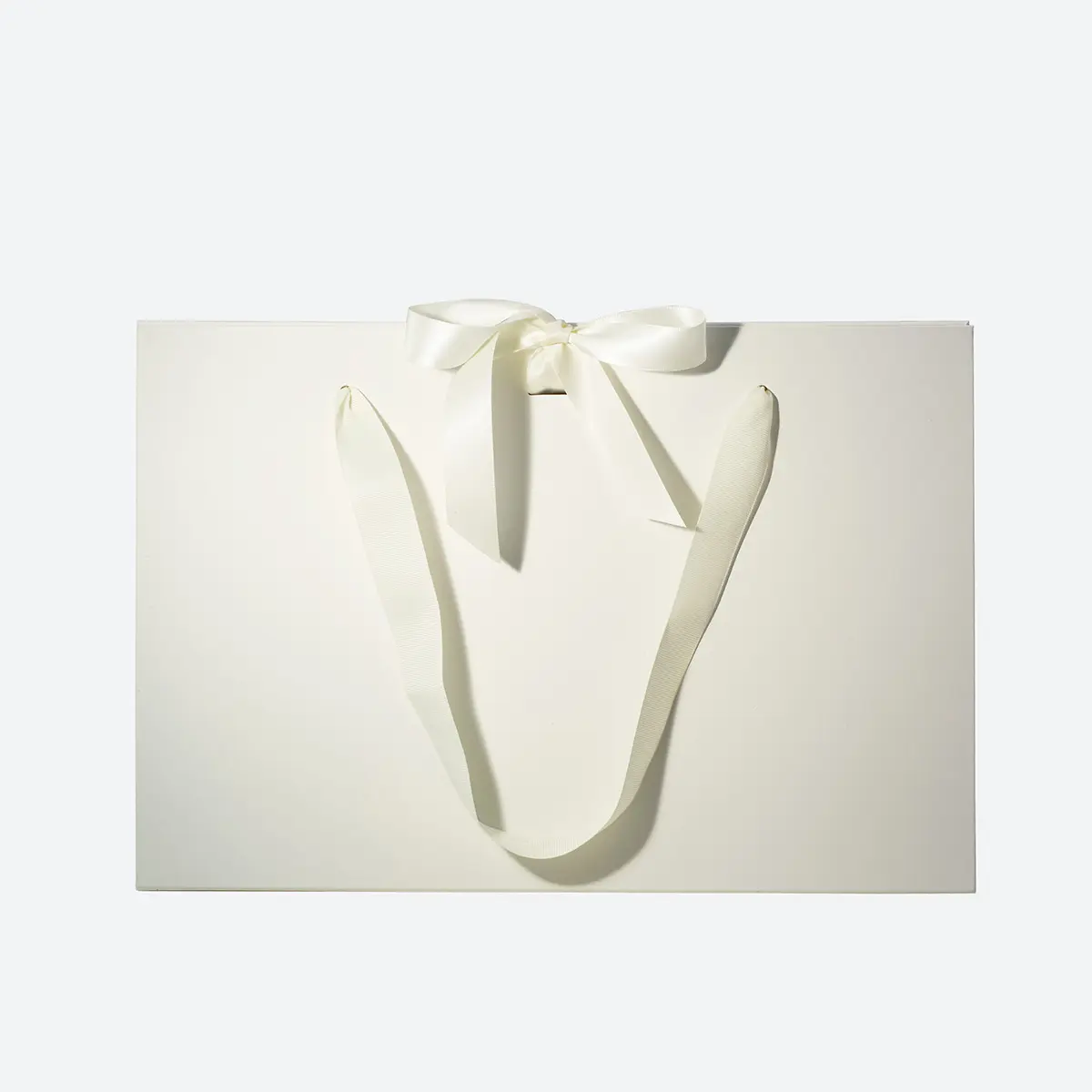 Large Ivory Triangular Shaped Gift Bag with Ribbon and Handle - Image 2