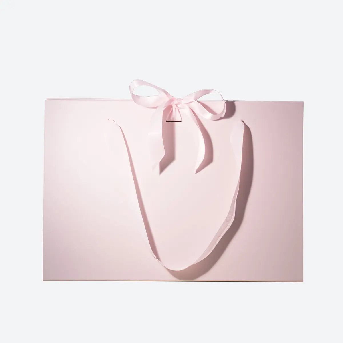Large Pink Triangular Shaped Gift Bag with Ribbon and Handle - Image 2