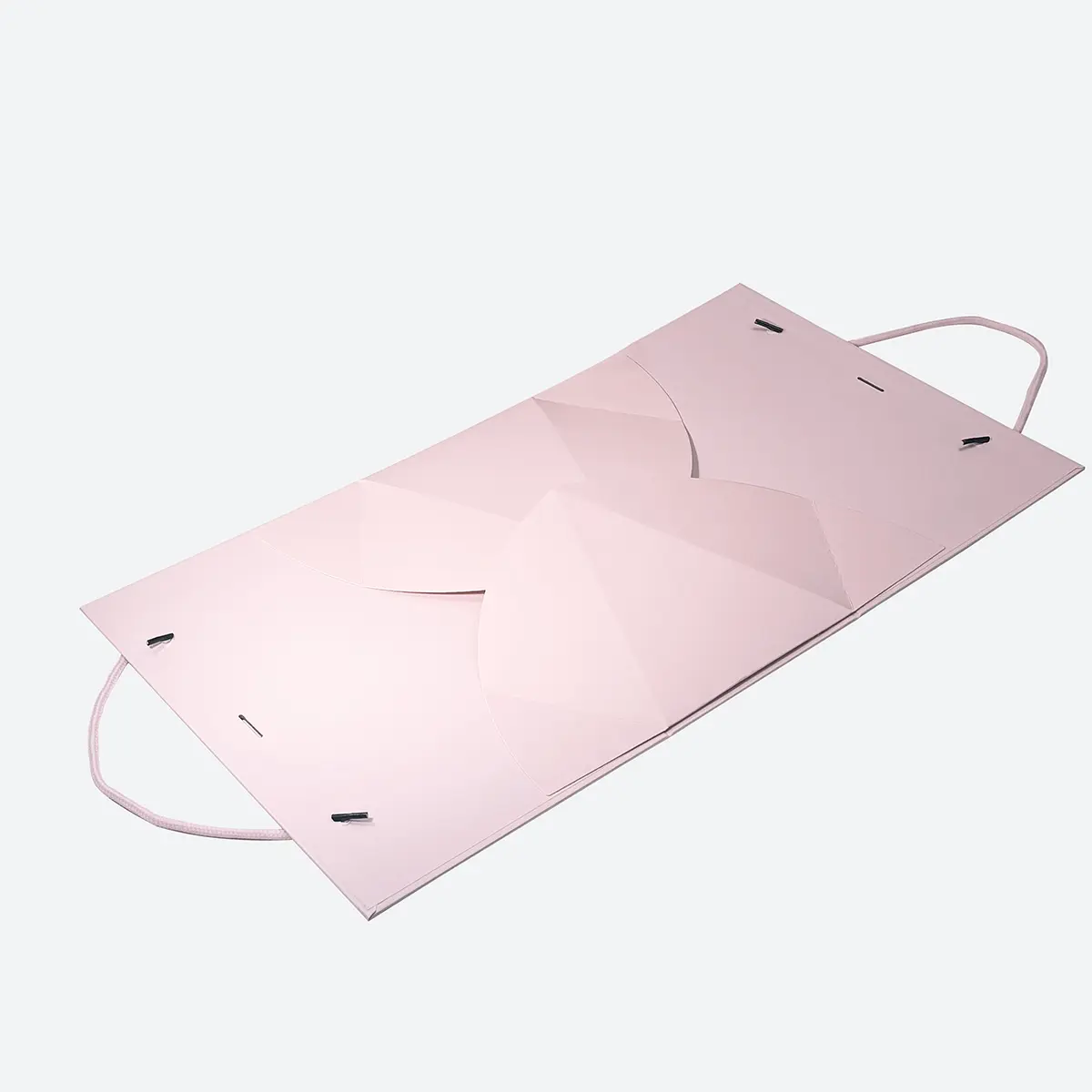 Medium Pink Triangular Shaped Gift Bag with Ribbon and Handle - Image 5