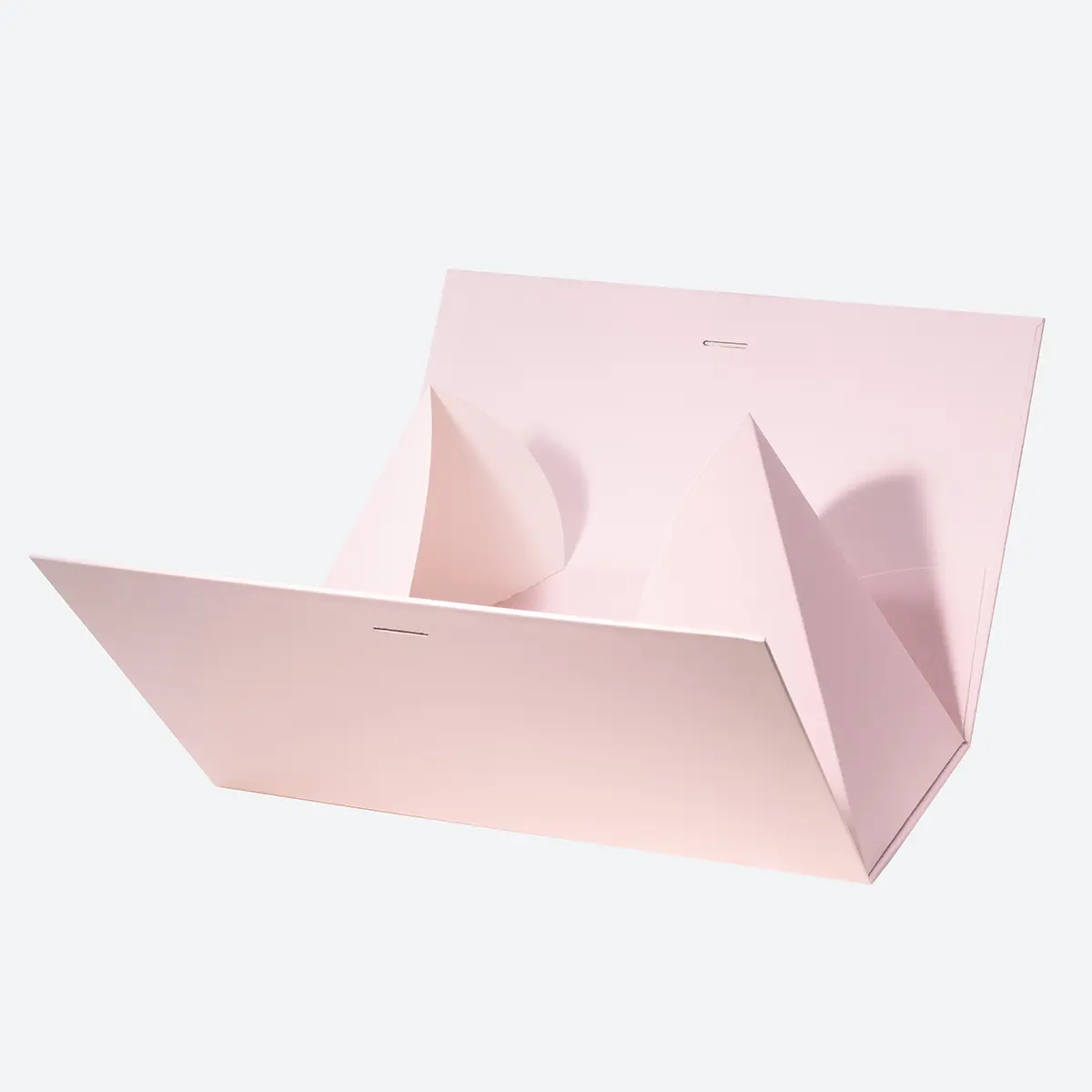 Medium Pink Triangular Shaped Gift Bag with Ribbon and Handle - Image 4