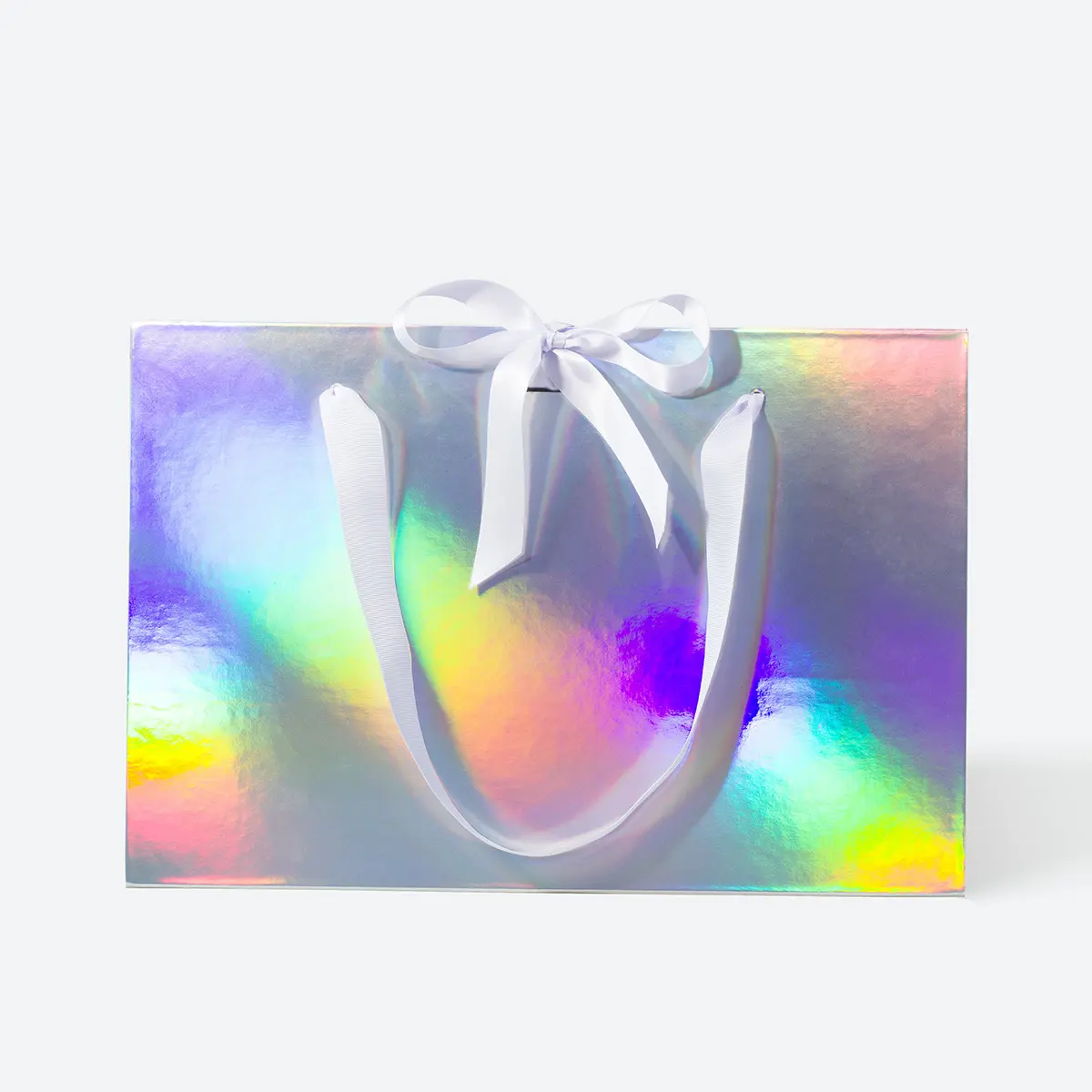 Large Holographic Triangle Shaped Gift Bag with Ribbon and Handle - Image 2