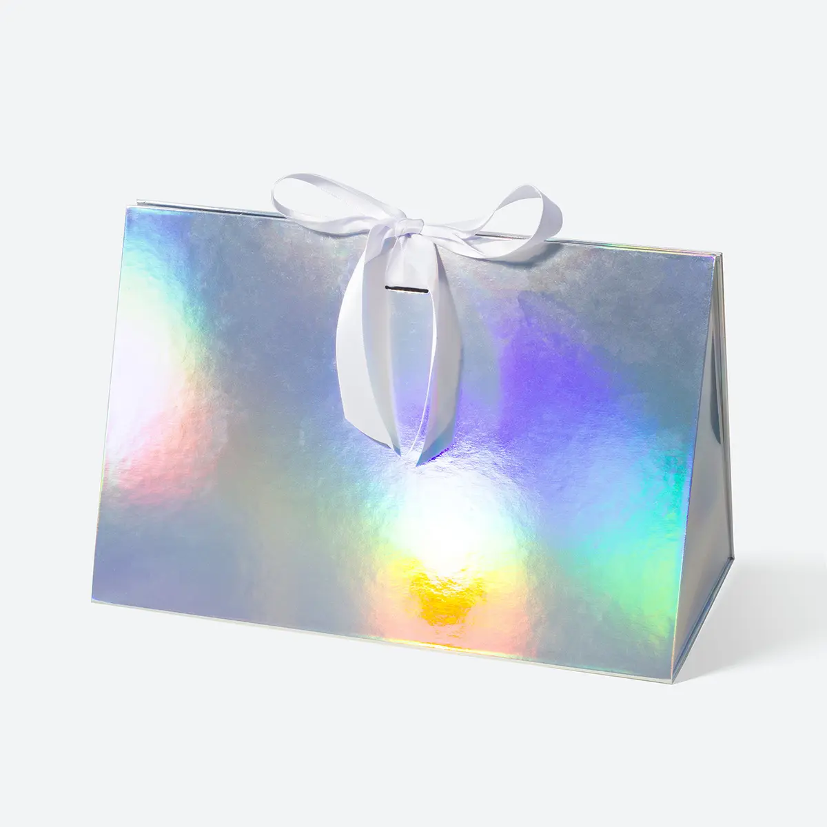 Medium Holographic Triangle Shaped Gift Bag with Ribbon