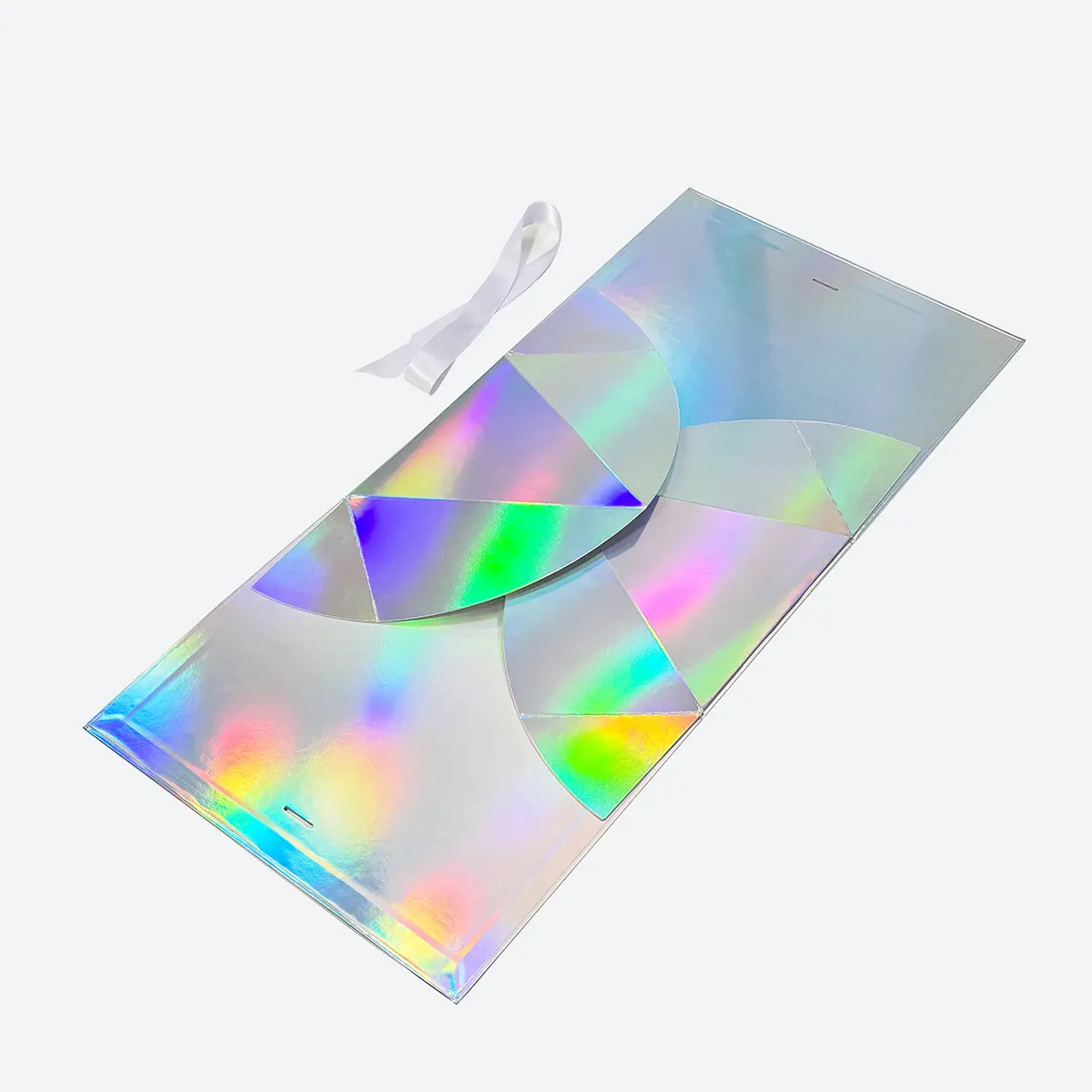 Medium Holographic Triangle Shaped Gift Bag with Ribbon and Handle - Image 5